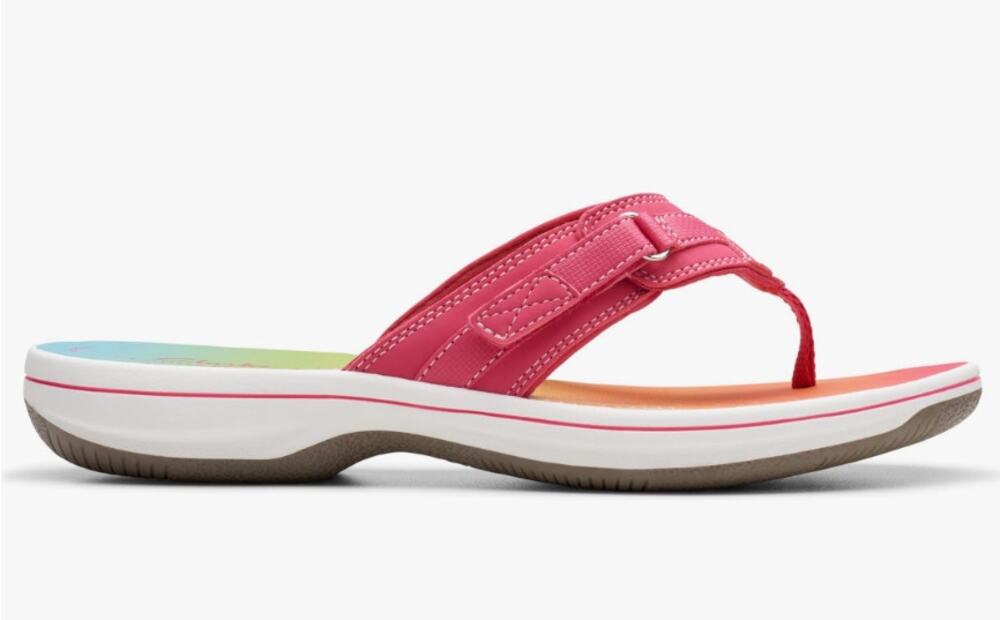 CLARKS Cloudsteppers Breeze Sea Flip Flop Bright Pink Ombre Womens US 7 UK 4.5